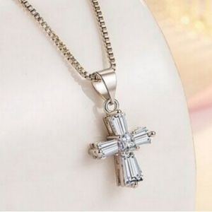Sterling Silver Tiny Cross Pendant Necklace